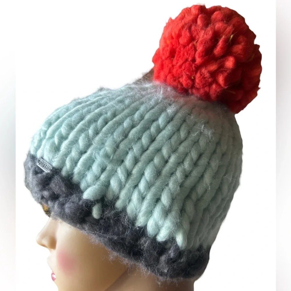 Pistil Warm Chunky Knit Beanie w Pom Pom Mint/Menthe Color NWT OS Taille Unique